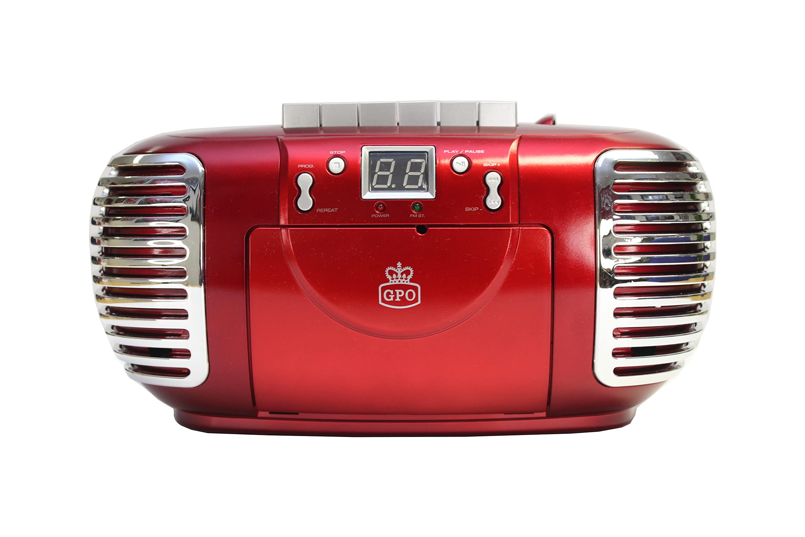 gpo-pcd-299-boombox-radio-cd-kassette-rot-silber-retro image 2