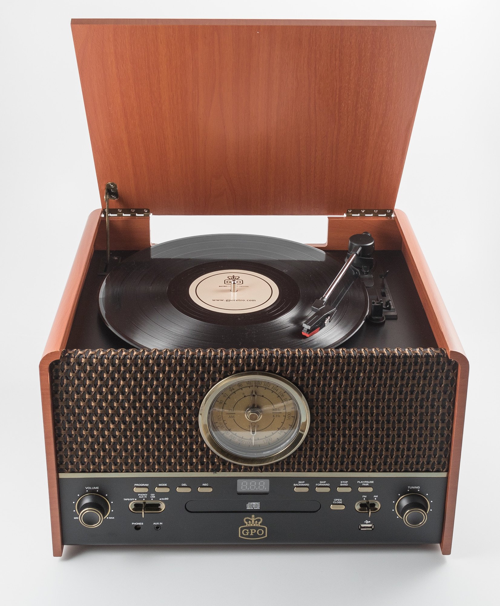 gpo-chesterton-retro-musikanlage-vinyl-cd-kassette-bluetooth image 1
