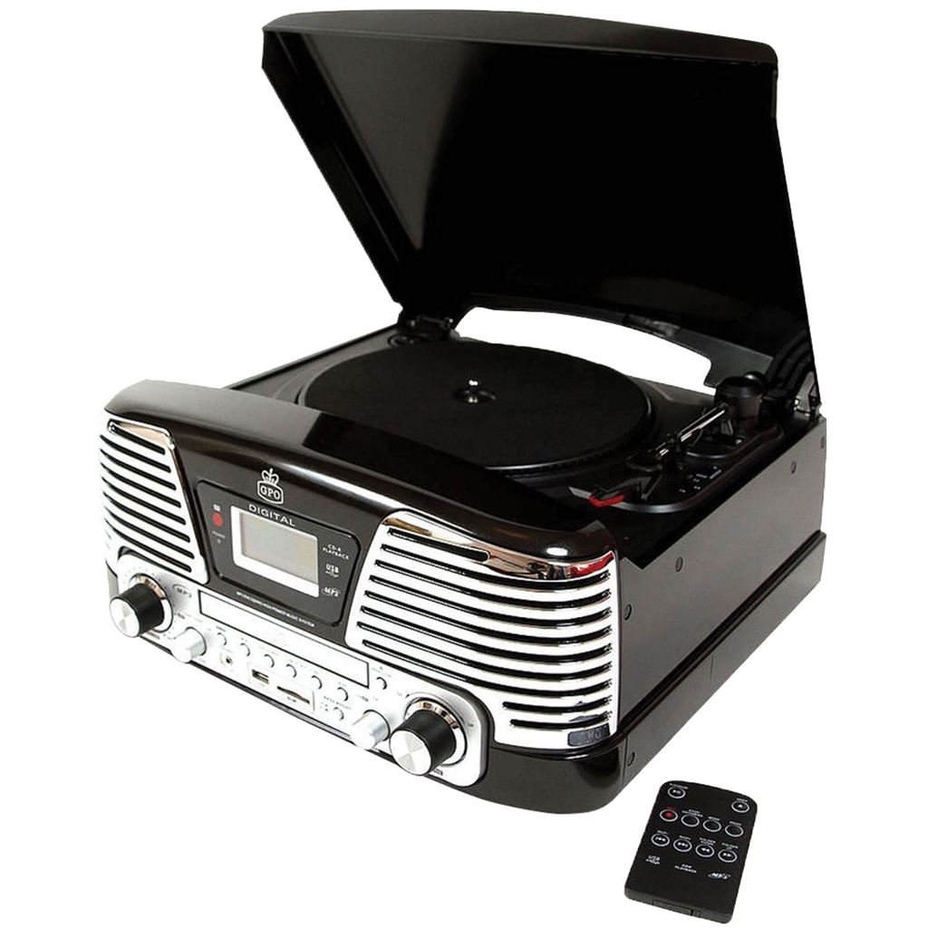 gpo-memphis-4-in-1-plattenspieler-schwarz-cd-usb-fm-radio image 1