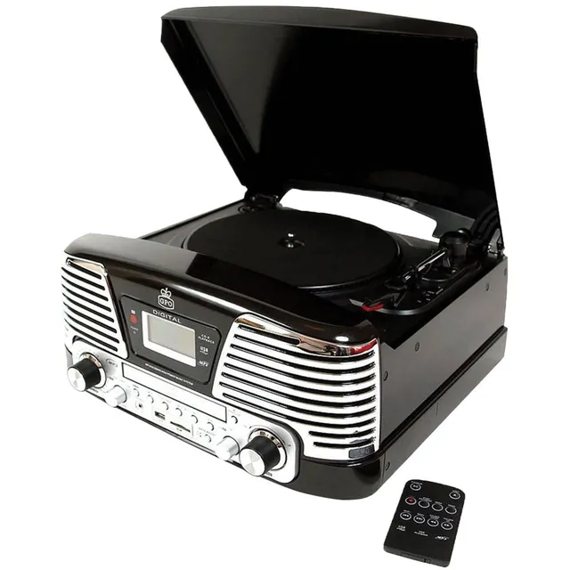 gpo-memphis-4-in-1-plattenspieler-schwarz-cd-usb-fm-radio image 1