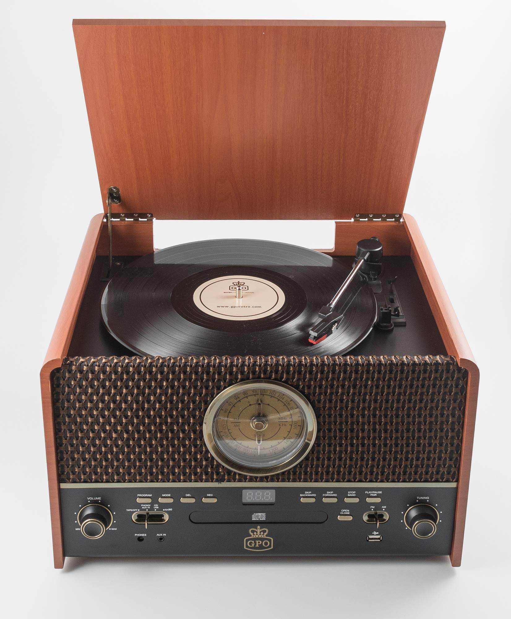 gpo-chesterton-musikzentrum-braun-plattenspieler-mit-cd-und-kassette image 1